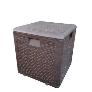 Small Chest Lid Container Multibox Wicker Cushion Outdoor Garden Deck Box for Storage
