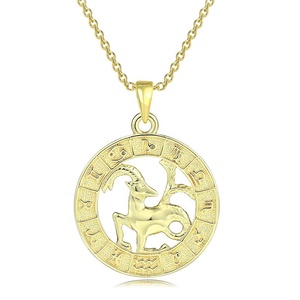 Chapado en oro de 14K 12 signo del zodiaco astrología horóscopo collar de logotipo personalizado latón de cobre de la joyería para las mujeres - Product Image 5