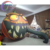 Lanterne Jack O'Lantern gonflable sur le thème d'Halloween avec queue en lierre vert pour décoration de maison hantée