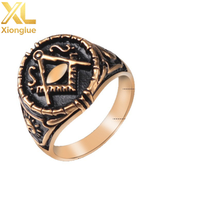 Bague d'insigne maçonnique en acier inoxydable 316 avec zircon, bijoux unisexes pour mariage, anniversaire, fête - Product Image 2