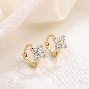 New Popular Jewelry Waterproof Gold Plated Zircon Inlay Geometric Flower <b>Stud</b> <b>Earrings</b> Set for Women - Product Image 3