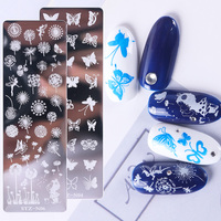 Plumes Estampage Plaques Nail Timbre Modèle Kit DIY En Acier Inoxydable Fleur Feuille Papillons Flocon De Neige Nail Art Modèles