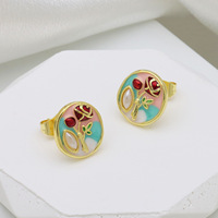 Anting Zirkon Warna Mutiara Bunga Mawar untuk Wanita Perhiasan Grosir Mode Mewah Minimalis untuk Pemakaian Sehari-hari