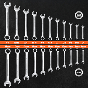 22-Piece Combination <strong>Wrench</strong> <strong>Set</strong>, Metric &amp; SAE, Chrome Vanadium Steel with Storage Case - Professional Double-Ended Tool Kit - Product Image 2