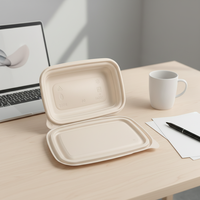 Ensemble de contenants alimentaires jetables écologiques et biodégradables en amidon de maïs, comprenant des couvercles, des assiettes, des bols, des boîtes à emporter pour les fêtes