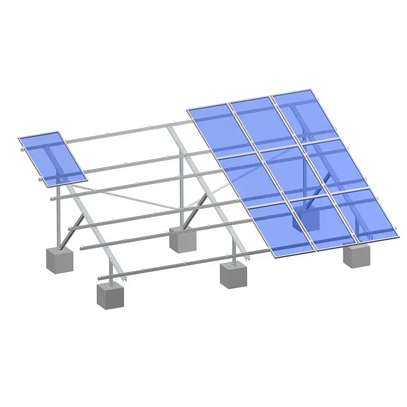 Système de panneaux solaires sur grille montage au sol cadre de fondation en béton pré-assemblage structures de support solaire