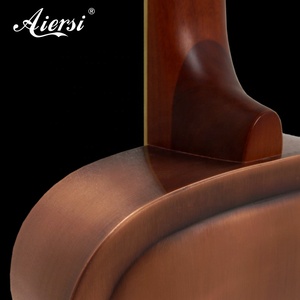 Guitarra Resonadora Blues Slide de Metal Vintage Marca Aiersi China, Estilo Cobre Rojo Oxidado, Cuerpo de Latón O, Puente Biscuit - Product Image 4