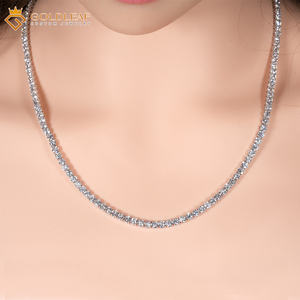 สร้อยคอเทนนิสเพชรทรงคลาสสิคแบบสั่งทำพิเศษจาก Goldleaf ทองคำขาว 10k เพชร D VVS ทรงเหลี่ยม ผลิตในห้องปฏิบัติการ รับรองโดย IGI สำหรับงานแต่งงานและงานหมั้น - Product Image 4