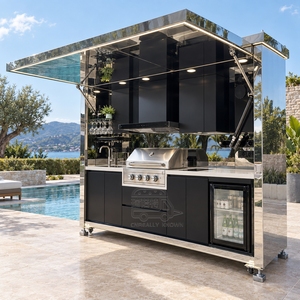 Compact Stainless Steel Outdoor Kitchen Portable Cooking Workstation With Cabinet <b>Storage</b> For Backyard <b>Camping</b> - Product Image 1
