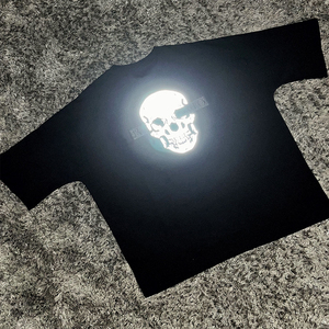 T-shirt décontracté ample pour homme 2026, motif lettres réfléchissant qui brille dans le noir, 100 % coton peigné, respirant et séchage rapide - Product Image 3