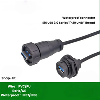 Conector USB 3.0 Impermeable de Encaje Rápido, Hembra Recta, 0.3M, Carcasa PA66, Conector para PCB