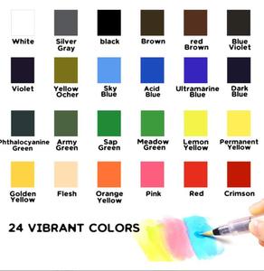 24 colores Premium sólida <span class=keywords><strong>acuarela</strong></span> medio sartenes en <span class=keywords><strong>caja</strong></span> de lata 1 recargable agua cepillo pluma pincel arte pigmento Kit perfecto para artistas - Product Image 3