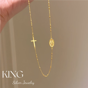 Collier croix plaqué or King Silver Jewelry, argent sterling S925, unisexe, à porter tous les jours - Product Image 3