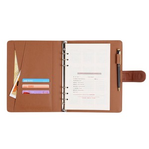 Carnet de notes en cuir A5 taille 6 anneaux avec stylo - Product Image 5