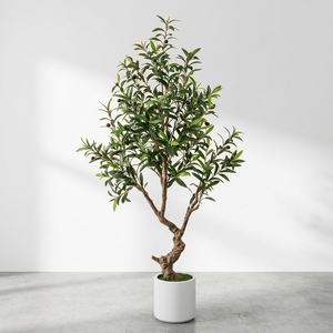 Premium Large Faux Mediterranean <strong>Olive</strong> <strong>Tree</strong> Natural Wood Trunk Hotel Home Decor - Product Image 1