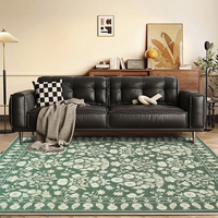 Tapis de salon moderne marocain 5x7 vert à motifs floraux imperméable et facile d'entretien pour chambre à coucher salle à manger