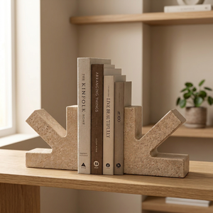 Sujetalibros Decorativos de Piedra Travertino Natural con Forma de Flecha, Juego de Soportes para Libros para Estantería, Oficina, Sala de Estar, Mesa, Decoración del Hogar - Product Image 3