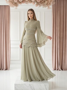Loriya Abaya Ricamata Elegante con Chiusura, Vestito Lungo per Donne Musulmane, Ispirazione Dubai, Moda Islamica Modesta - Product Image 1
