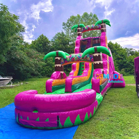 Toboggan aquatique gonflable tropical à prix abordable pour divertissement, château gonflable et glissades aquatiques