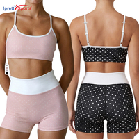 Ensemble de sport à pois le plus vendu, 2 pièces, pour femme, débardeur d'été avec rembourrage intégré, short en Spandex/Nylon anti-transpiration
