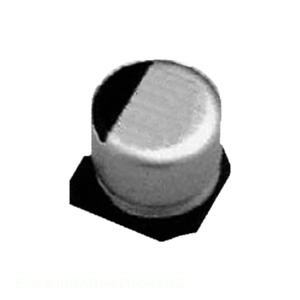 Condensateur SMD 470 µF 20 % 10 V, montage en surface, canal fabricant, EMLA100ARA471MHA0G, CAP ALUM 470UF 20% 10V - Product Image 1