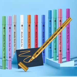 Marcadores de Pintura Metálica Plateada y Dorada |   Rotulador Permanente de Punta Fina a Prueba de Agua para Pintar Rocas, Decoración de Regalos, Manualidades Escolares y de Oficina - Product Image 6