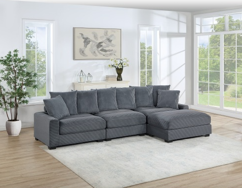 Dark Gray + Corduroy + Contemporary + Modern + 4 Seat