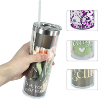 Nouvelle conception, gobelet droit à sublimation de 20 oz, en acier inoxydable à double paroi, gobelet globe à neige avec trou pré-percé et bouchon