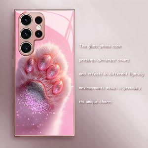 Graziosa Cover per Cellulare in Vetro Temperato e TPU con Stampa di Zampe di Gatto <span class=keywords><strong>Rosa</strong></span> per Samsung Galaxy S8 S9 S10 S20 S21 <span class=keywords><strong>S22</strong></span> S23 S24 S25 S26 - Product Image 4