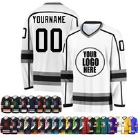 Maillot de hockey sur glace personnalisé à manches longues en polyester par sublimation, uniforme vierge pour équipe/club, motif drapeau, écologique, unisexe adulte