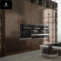 Armoire de cuisine modulaire moderne personnalisée YVT en MDF, acrylique et mélamine avec évier et robinet pour la conception de cuisine d'appartement