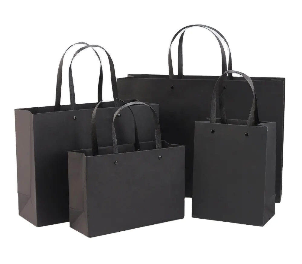 Black cardboard bags customized advertising printing logo clothing packaging handheld shopping bags gift bags