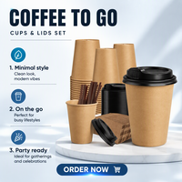 Gobelets à café en papier kraft à double paroi personnalisés avec couvercles, emballages en papier APP, gobelets jetables pour boissons à emporter pour les cafés