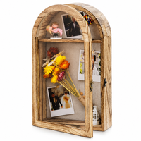 Boîte à souvenirs murale en bois rustique, boîte de présentation pour mariage, avec porte en acrylique et doublure en lin, personnalisable OEM, vente en gros, boîte à souvenirs en bois