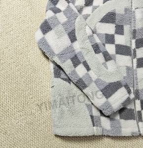 Custom High Quality Streetwear Winter Patchwork Plaid Warm <b>Fleece</b> Zip-Up <b>Fluffy</b> Front Logo Breathable Eco-Friendly Sherpa <b>Jacket</b> - Product Image 3