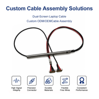 Câble LVDS personnalisé 30 broches 0,5 mm 5,4 Gbit/s, faisceau micro-coaxial 40 AWG, câble PVC PTFE bleu pour assemblage double écran d'ordinateur portable