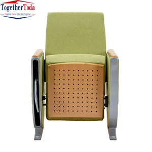 Silla Moderna para Auditorio, Teatro o Conferencias, Tapizada en Tela Verde, Multiusos, con Tablero de Escritura Plegable - Product Image 4