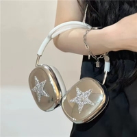 Top personnalisé pour Airpods Max housse électrolytique argent luxe Silicone doux diamant clouté Blinged Out Bling pour étui Airpo