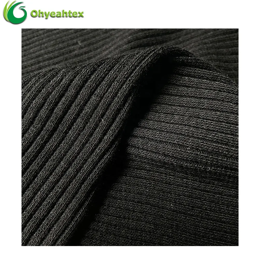 ผ้ารัดข้อมือทำจากผ้าฝ้ายสแปนเด็กซ์,ผ้ายืดหยุ่นได้สูงลายทางทำจากไม้ไผ่ขนาด4*4สำหรับฮู้ด