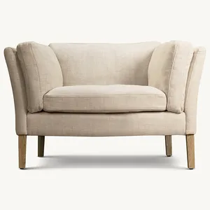 आधुनिक न्यूनतम डिजाइन इनडोर फर्नीचर नरम कपड़े असबाब ओक लेग बेंच और कपड़े सोफा - Product Image 1