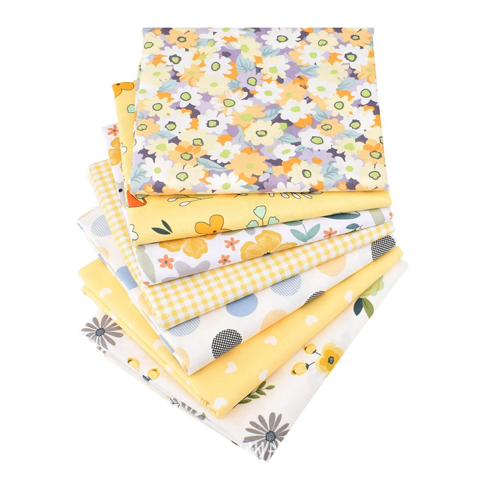 7pcs/lot Yellow Series Quilting Patchwork Fabric Fat Quarter Bundles Cotton Fabric For DIY Making Supplies