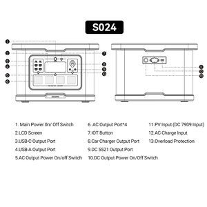 SOUOP S024 2400W 2232Wh Portable Power Station Fast Charging High Capacity 697500Mah Outdoor Mobile <b>Solar</b> <b>Generator</b> S024 [Power - Product Image 1