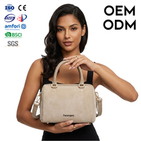 Sac carré de luxe personnalisé en daim avec fermeture éclair et poignée souple, sac à bandoulière tendance pour femme, sacs de bowling, fabricant de sacs pour femmes