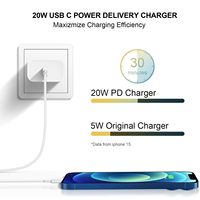 Adaptateur secteur Type C 20W pour iPhone, câble de charge, prise EU US UK, chargeur USB C 20W pour iPhone, chargeur iPhone pour 17 16 15 14