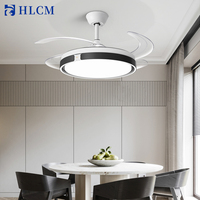 Ventilateur de plafond rétractable intelligent à commande à distance avec moteur en cuivre CC, lumière LED intelligente, design moderne, utilisation à domicile ou au bureau, IRC élevé 90