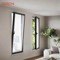 Fenêtre à battant triple vitrage en aluminium à rupture de pont thermique, résistante aux ouragans, avec fonction oscillo-battante, pour chambre de villa