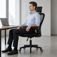 Chaise de bureau exécutive moderne, ergonomique, en tissu maillé, avec support lombaire, roulettes pivotantes