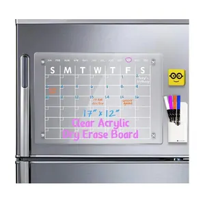 Placa magnética acrílica de apagamento a seco para geladeira, logotipo personalizado, lista de tarefas a fazer