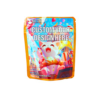 Pochette debout zip-lock holographique en plastique avec logo personnalisé imprimé sacs d'emballage en mylar anti-odeur alimentaire 3.5g 7g