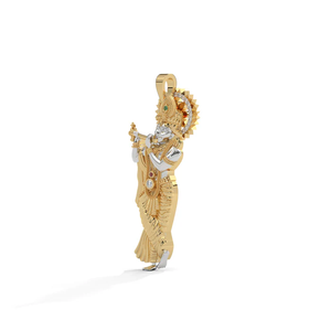 Pendentif solitaire en zircon inspiré du dieu hindou Krishna pour enfants, en argent sterling plaqué or blanc 18 carats, de la marque Danta Gems - Product Image 3